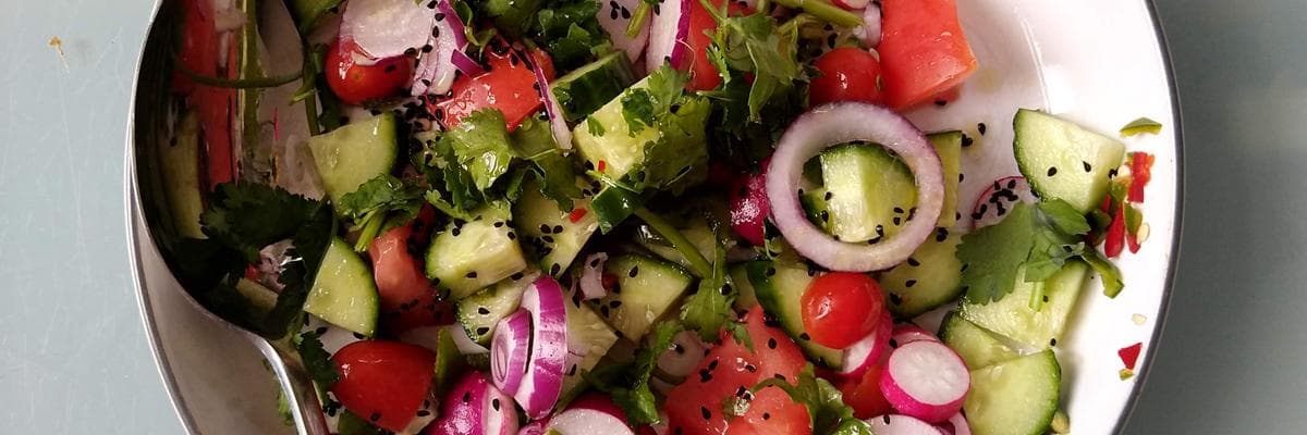 Kachumba Salad ingredients.